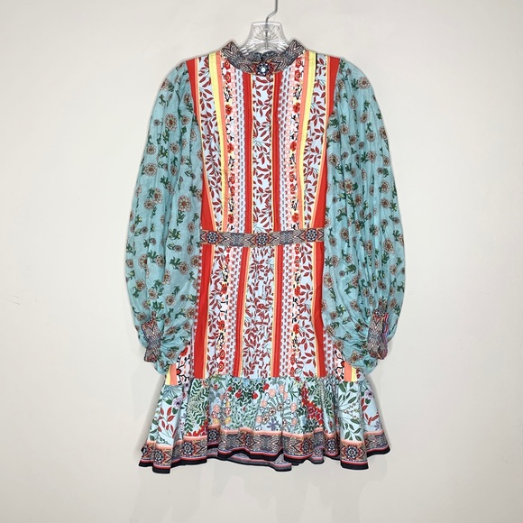 Alice + Olivia Raya Mandarin Collar Mini Dress (Sz 4) Paloma Floral Print - Picture 5 of 16